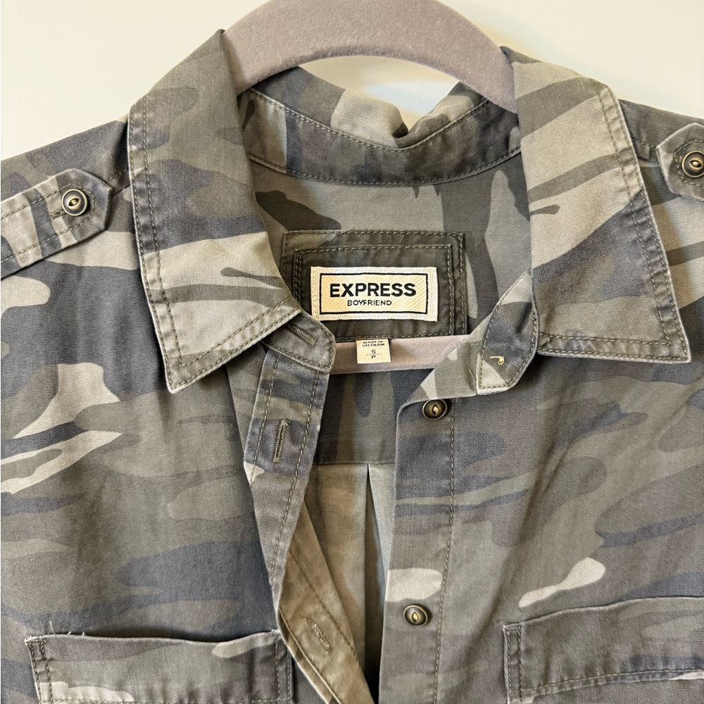 Express Camouflage Button Down Utility Shirt - image 2